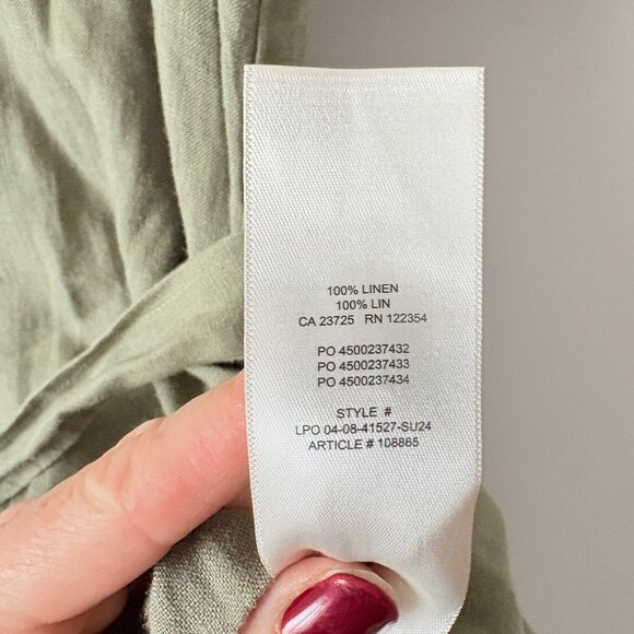 Aritzia Wilfred Eleta Linen Mini Dress Moss Green Size Small - Picture 8 of 8